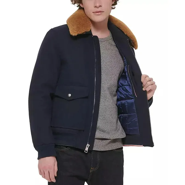 Áo Khoác Nam Tommy Hilfiger Men's Faux-Fur Collar Jacket AP032 Màu Xanh Navy Size S