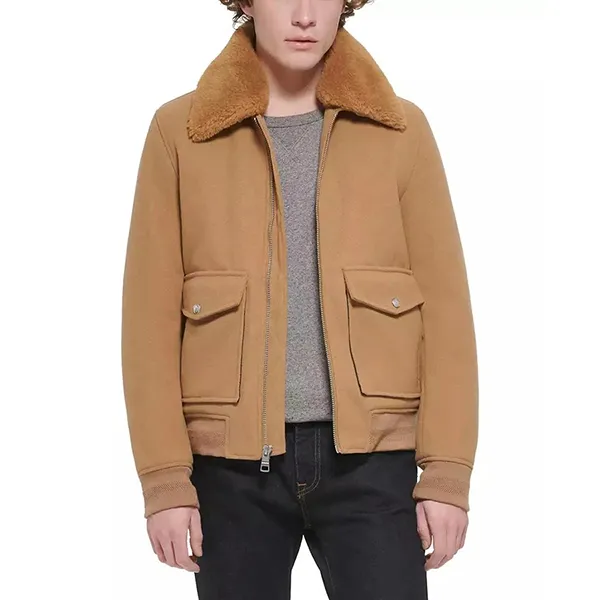 Áo Khoác Nam Tommy Hilfiger Men's Faux-Fur Collar Jacket AP032 Tan Màu Nâu Size S
