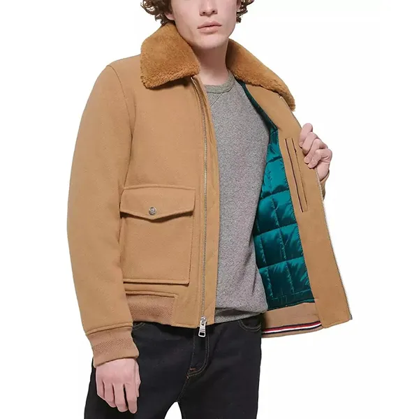 Áo Khoác Nam Tommy Hilfiger Men's Faux-Fur Collar Jacket AP032 Tan Màu Nâu Size S