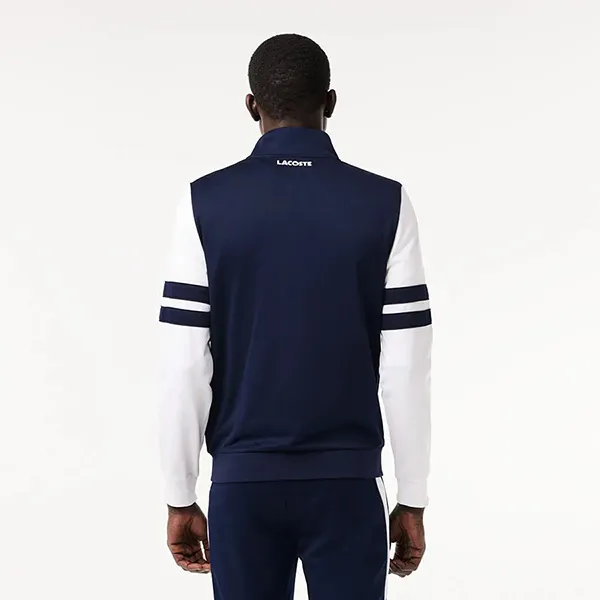 Áo Khoác Nỉ Nam Lacoste Men's Zip-Up Stretch Tennis Sweatshirt SH7521-51 525 Màu Xanh Navy Size 3