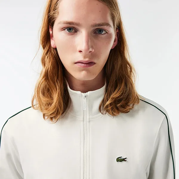 Áo Khoác Nỉ Nam Lacoste Paris Piqué Track Jacket SH1457 70V Màu Trắng Size 5