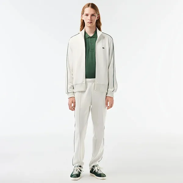 Áo Khoác Nỉ Nam Lacoste Paris Piqué Track Jacket SH1457 70V Màu Trắng Size 5