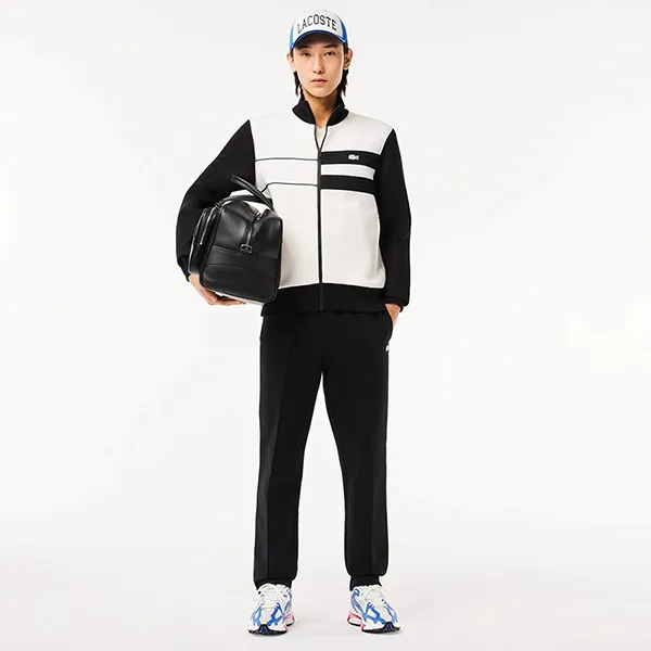 Áo Khoác Nỉ Nam Lacoste Paris Zipper Sweatshirt SH7490 8LP Màu Đen Trắng Size 6