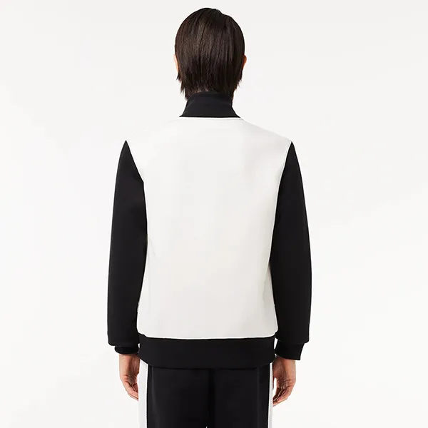 Áo Khoác Nỉ Nam Lacoste Paris Zipper Sweatshirt SH7490 8LP Màu Đen Trắng Size 6