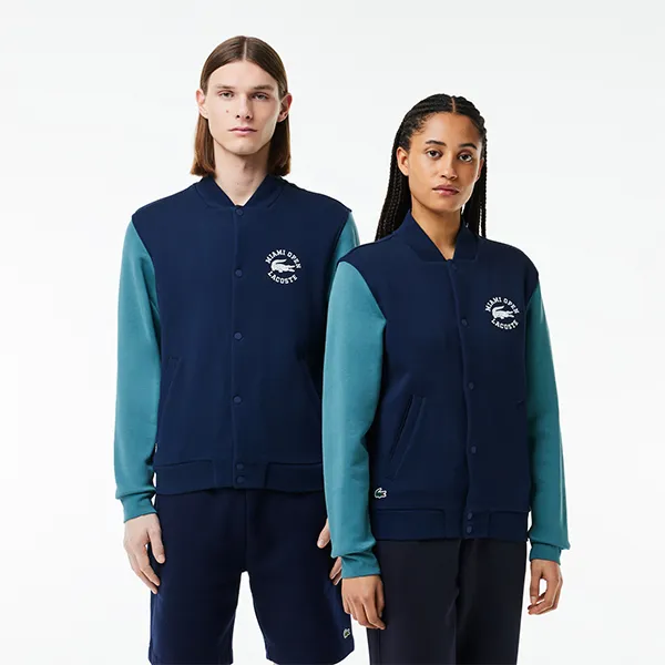 Áo Khoác Nỉ Unisex Lacoste Miami Open Edition Bomber Jacket SH7757 ITG Màu Xanh Size M