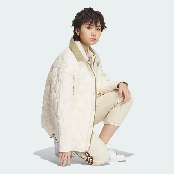 Áo Khoác Nữ Adidas Quilted Jacket IN0979 Màu Trắng Kem Size M (Form Á)