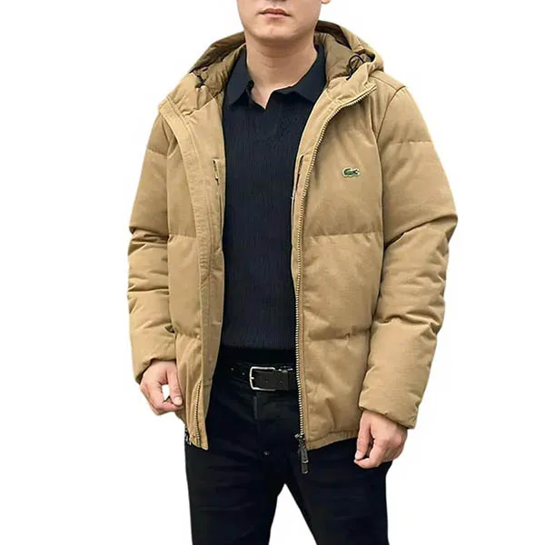Áo Khoác Phao Nam Lacoste BH102EL-ZOW Màu Nâu Nhạt Size 46