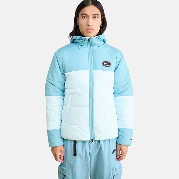 Áo Khoác Phao Nam Nike Air Hooded Jacket Clothing Lifestyle HM0198-464 Màu Xanh Trắng Size S