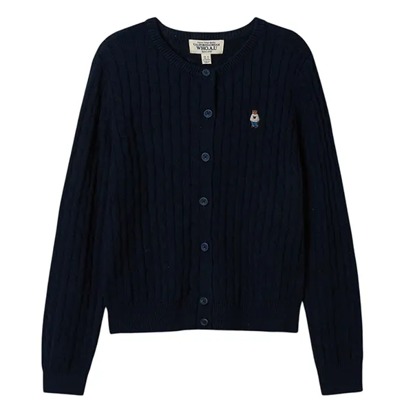 Áo Len Cardigan Nữ WHOAU Steve Cable WHCKF2101F-00 Màu Xanh Đen Size S
