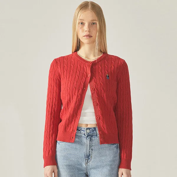 Áo Len Cardigan Nữ WHOAU Steve Cable / WHCKF2101F- 01 Màu Đỏ Size S
