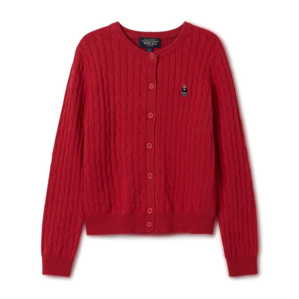 Áo Len Cardigan Nữ WHOAU Steve Cable / WHCKF2101F- 01 Màu Đỏ Size S