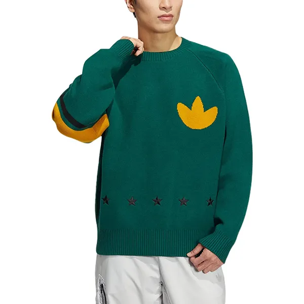 Áo Len Nam Adidas Originals Logo Sweater Asia Sizing Green Yellow HS7295 (Form Over/Form Âu) Màu Xanh Lá Size L