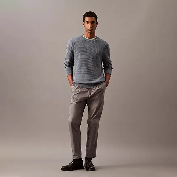 Áo Len Nam Calvin Klein Supima Cotton Sweater 40EM303-031 Màu Xanh Xám Size XS - Thời trang - Vua Hàng Hiệu