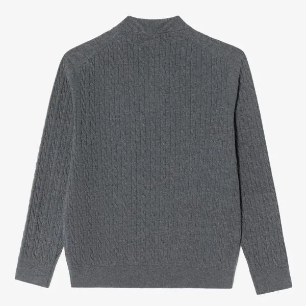 Áo Len Nam Lacoste Cable Sweater Polo AH480E UWC Màu Xám Size 3