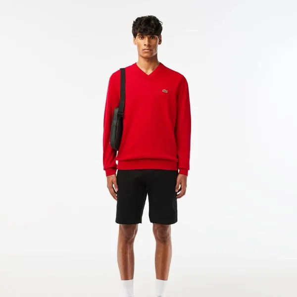 Áo Len Nam Lacoste Men's V-Neck Organic Cotton Sweater AH1951 - 240 Màu Đỏ Size 4