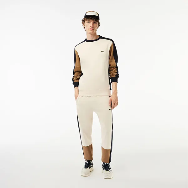 Áo Nỉ Nam Lacoste Brushed Fleece Colourblock Jogger Sweatshirt SH1299 RI2 Phối Màu Size 2