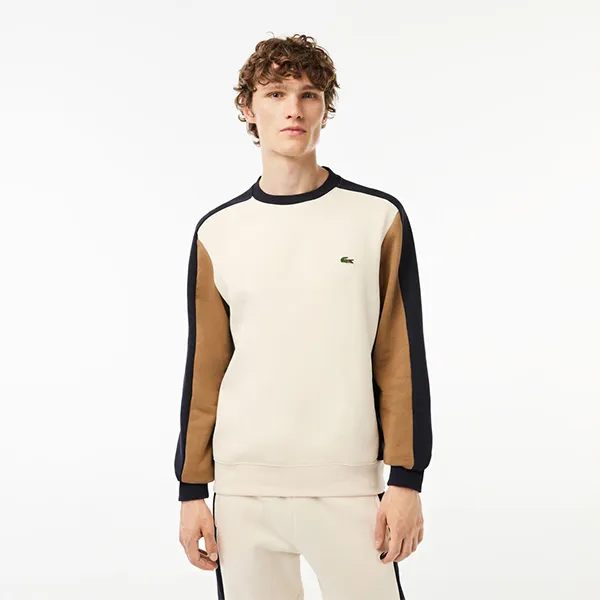 Áo Nỉ Nam Lacoste Brushed Fleece Colourblock Jogger Sweatshirt SH1299 RI2 Phối Màu Size 2