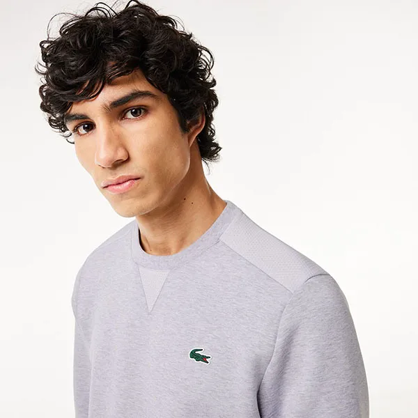 Áo Nỉ Sweater Nam Lacoste Men's Mesh Panel Sweatshirt SH9604 9YA Màu Xám Size 3