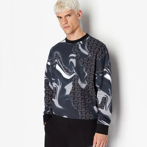 Áo Nỉ Sweater Nam Armani Exchange Moletom Com Logo ZJDGZ-22BS Màu Xanh Đen Size M
