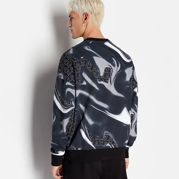 Áo Nỉ Sweater Nam Armani Exchange Moletom Com Logo ZJDGZ-22BS Màu Xanh Đen Size M
