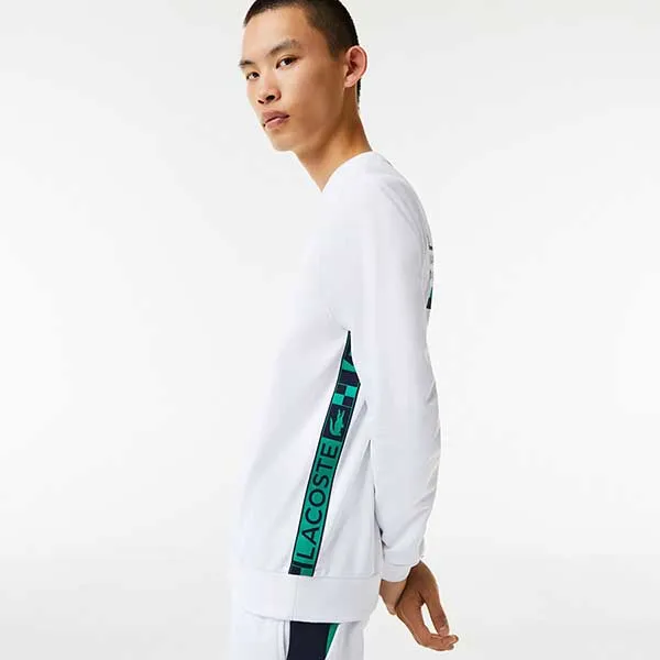 Áo Nỉ Sweater Nam Lacoste Sport Men's Classic Fit Crew Neck Printed Sweatshirt SH9432.001 Màu Trắng Size 5