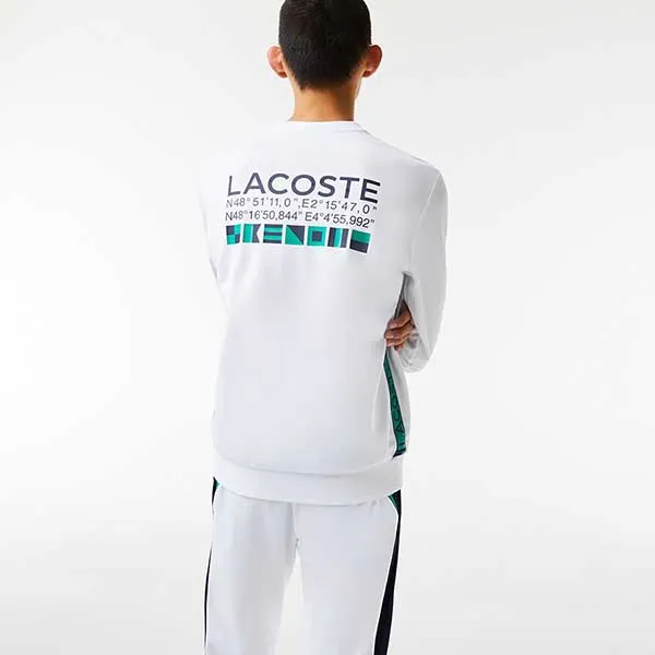 Áo Nỉ Sweater Nam Lacoste Sport Men's Classic Fit Crew Neck Printed Sweatshirt SH9432.001 Màu Trắng Size 5