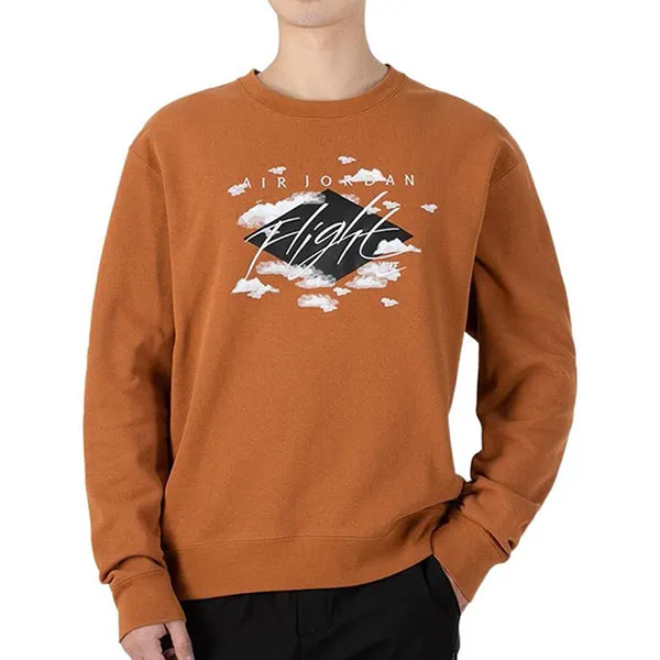 Áo Nỉ Sweater Nam Nike Air Jordan Ss22 Printing Fleece Sports Round Neck DH9036-241 Màu Nâu Cam Size XXL (Form Á)
