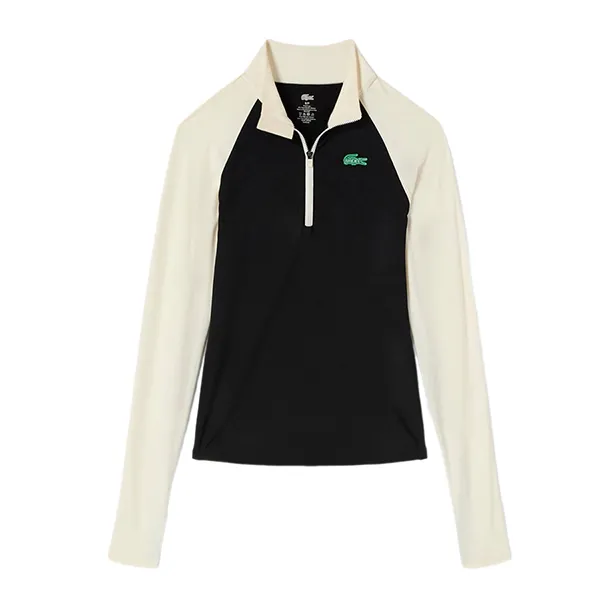 Áo Polo Dài Tay Nữ Lacoste x Bandier Pro Fleece Quarter-Zip SF8949 51 9M0 Màu Trắng - Đen Size XS
