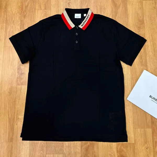 Áo Polo Nam Burberry Contrast Collar Black BBR038 Màu Đen Size S