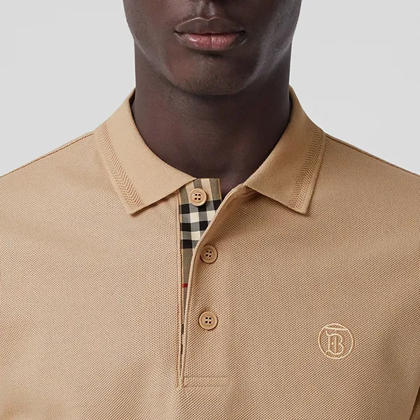 Áo Polo Nam Burberry Monogram Motif Cotton Piqué P80570881 Màu Be Size M