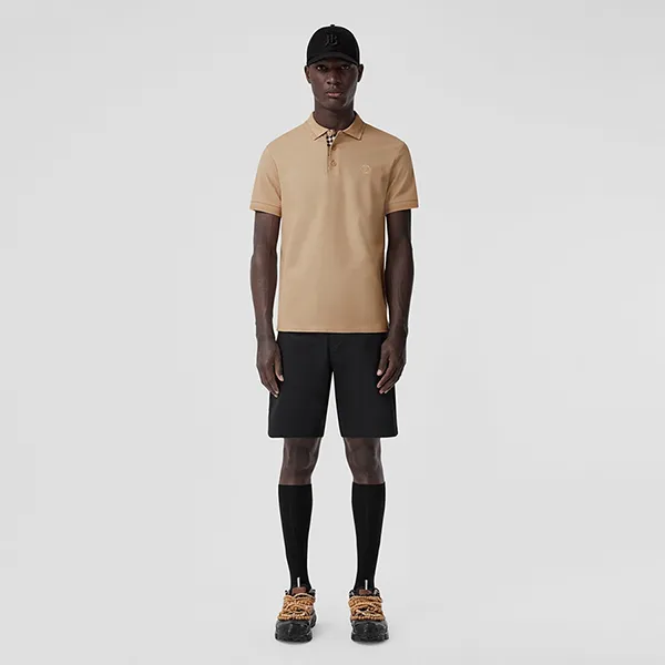 Áo Polo Nam Burberry Monogram Motif Cotton Piqué P80570881 Màu Be Size M