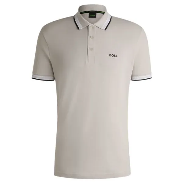Áo Polo Nam Hugo Boss Paddy Polo Shirt In Cotton Piqué With Logo Undercollar 50469055 070 Màu Xám Nhạt Size XL