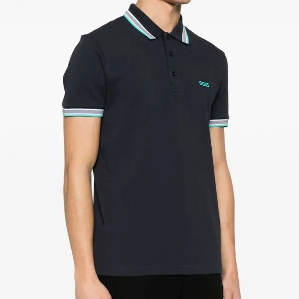 Áo Polo Nam Hugo Boss Paddy Polo Shirt In Cotton Piqué With Logo Undercollar 50469055 404 Màu Xanh Đen Size XL