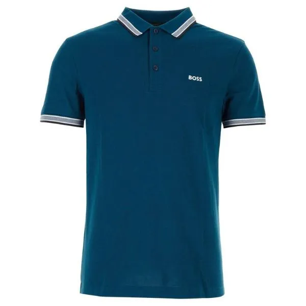 Áo Polo Nam Hugo Boss Paddy Polo Shirt In Cotton Piqué With Logo Undercollar 50469055 435 Màu Xanh Dương Size L