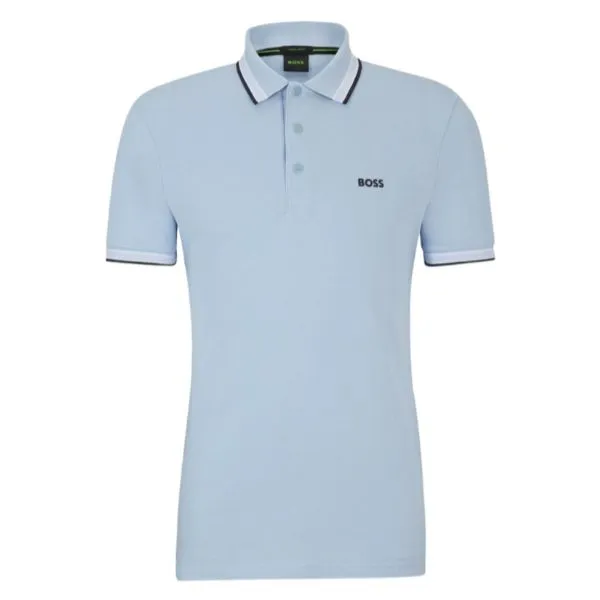 Áo Polo Nam Hugo Boss Paddy Polo Shirt In Cotton Piqué With Logo Undercollar 50469055 450 Màu Xanh Da Trời Size L