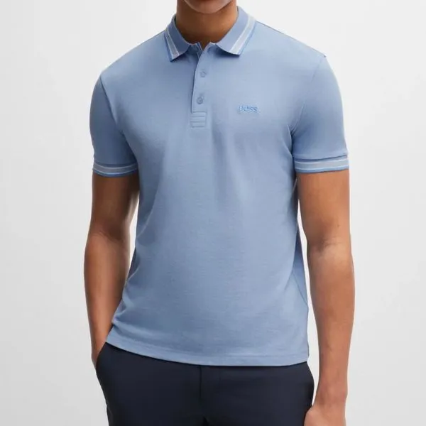 Áo Polo Nam Hugo Boss Paddy Polo Shirt In Cotton Piqué With Logo Undercollar 50469055 498 Màu Xanh Pastel Size S - Thời trang - Vua Hàng Hiệu