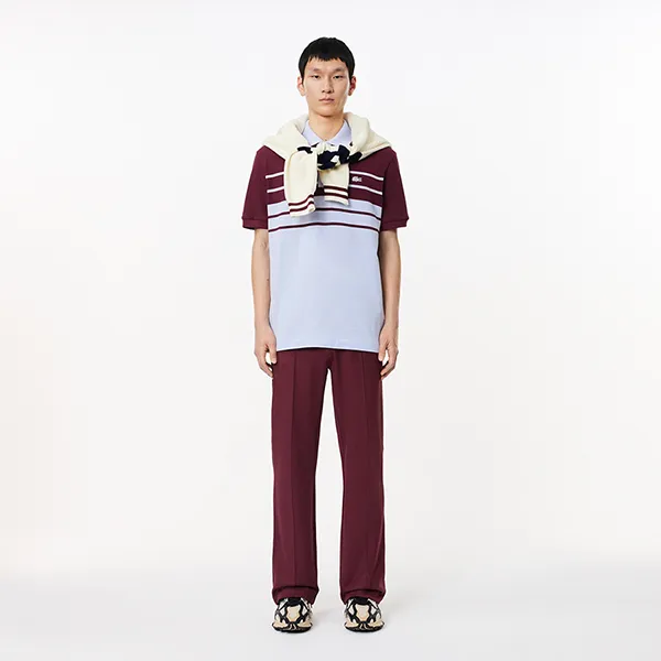 Áo Polo Nam Lacoste Classic Fit Made In France PH8135 51 IT6 Màu Xanh/Đỏ Size 3