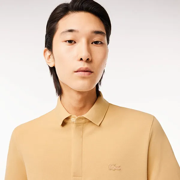 Áo Polo Nam Lacoste Men's Paris Regular Fit Stretch Piqué Shirt PH5522 IXQ Màu Be Size 6