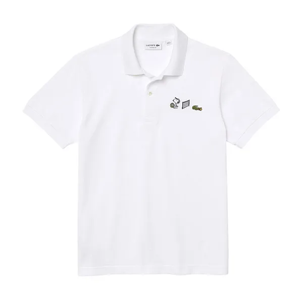 Áo Polo Nam Lacoste Men’s Relaxed Fit Organic Cotton Polo x Peanuts PH7760 Màu Trắng
