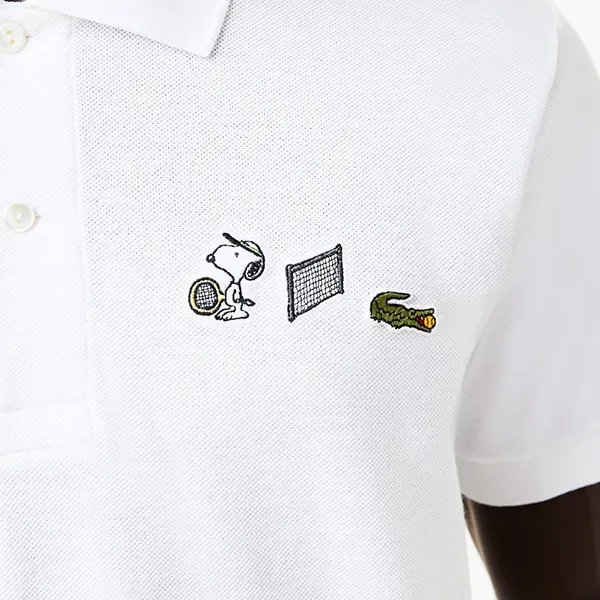 Áo Polo Nam Lacoste Men’s Relaxed Fit Organic Cotton Polo x Peanuts PH7760 Màu Trắng