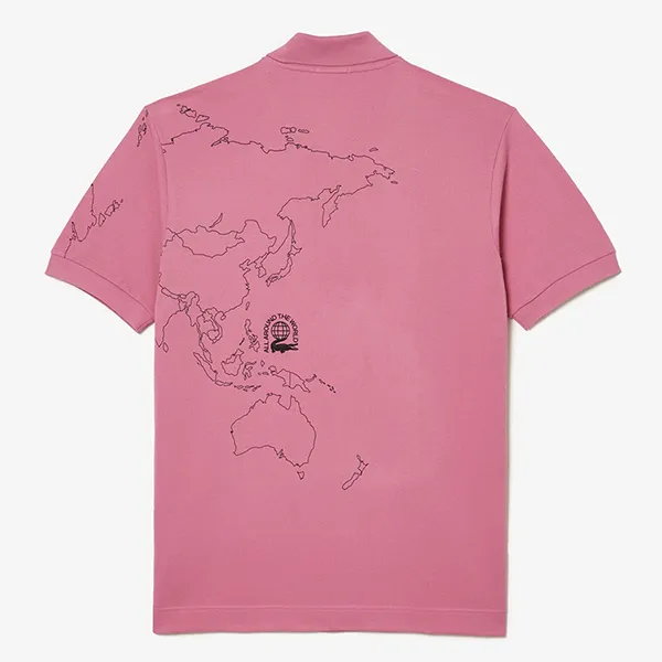 Áo Polo Nam Lacoste Original L.12.12 Printed Organic Cotton PH8046 Màu Hồng Size XXS
