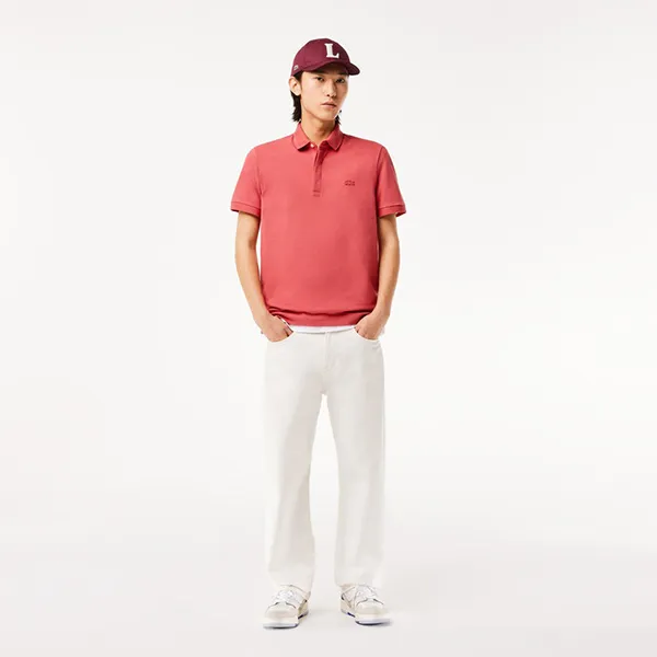 Áo Polo Nam Lacoste Paris Regular Fit Shirt PH5522 ZV9 Màu Đỏ Hồng Size 3