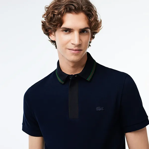 Áo Polo Nam Lacoste Regular Fit Smart Paris Contrast Neck PH1125 166 Màu Xanh Navy Size 6 - Thời trang - Vua Hàng Hiệu