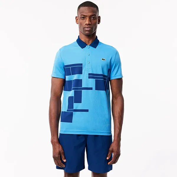 Áo Polo Nam Lacoste Regular Fit Tennis x Novak Djokovic DH2568 51 IDE Màu Xanh Blue Size 3