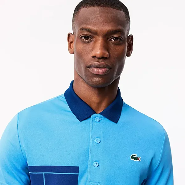 Áo Polo Nam Lacoste Regular Fit Tennis x Novak Djokovic DH2568 51 IDE Màu Xanh Blue Size 3