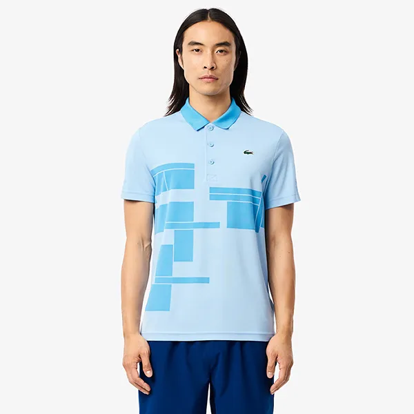 Áo Polo Nam Lacoste Regular Fit Tennis x Novak Djokovic Fan DH2568 IF3 Màu Xanh Blue Size 5