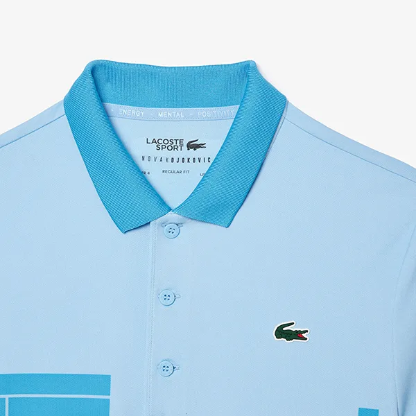 Áo Polo Nam Lacoste Regular Fit Tennis x Novak Djokovic Fan DH2568 IF3 Màu Xanh Blue Size 5