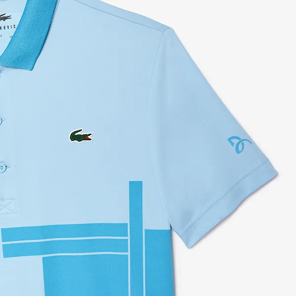 Áo Polo Nam Lacoste Regular Fit Tennis x Novak Djokovic Fan DH2568 IF3 Màu Xanh Blue Size 5