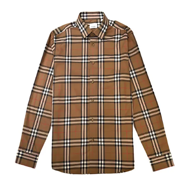 Áo Sơ Mi Nam Burberry Check Long Sleeve Vintage Check Shirt 8084295 Màu Nâu Size XS