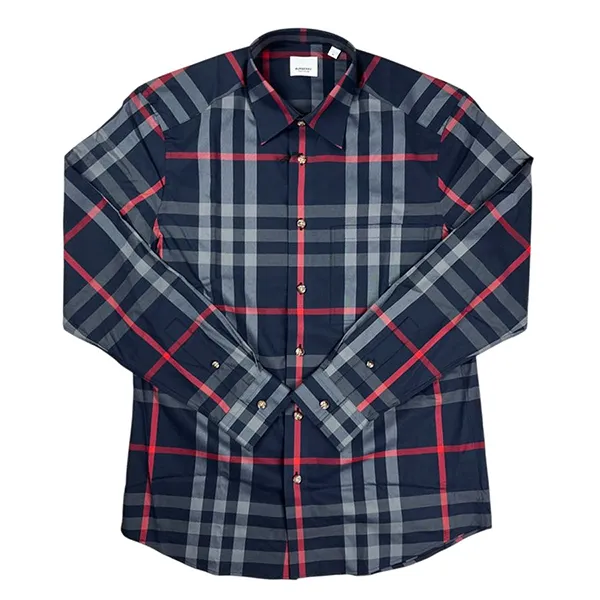 Áo Sơ Mi Nam Burberry Claverdon Check Shirt In Navy With Grey Long Sleeved Màu Xanh Kẻ Size L - Thời trang - Vua Hàng Hiệu
